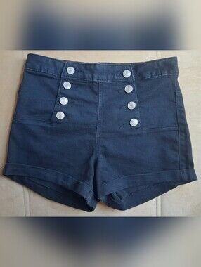 Black High-Waist Button-Front Women’s Shorts